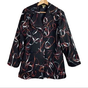 Maralyce Ferree Art To Wear Embroidered Print Swirl Button Front Jacket